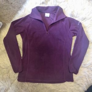 Columbia Fleece Quarter Zip Up Pullover Sweatshirt Ladies Women's Plum Purple